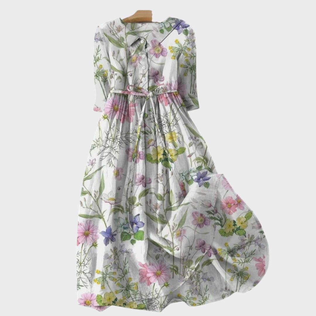 Ена - Лятна рокля с връзка в талията