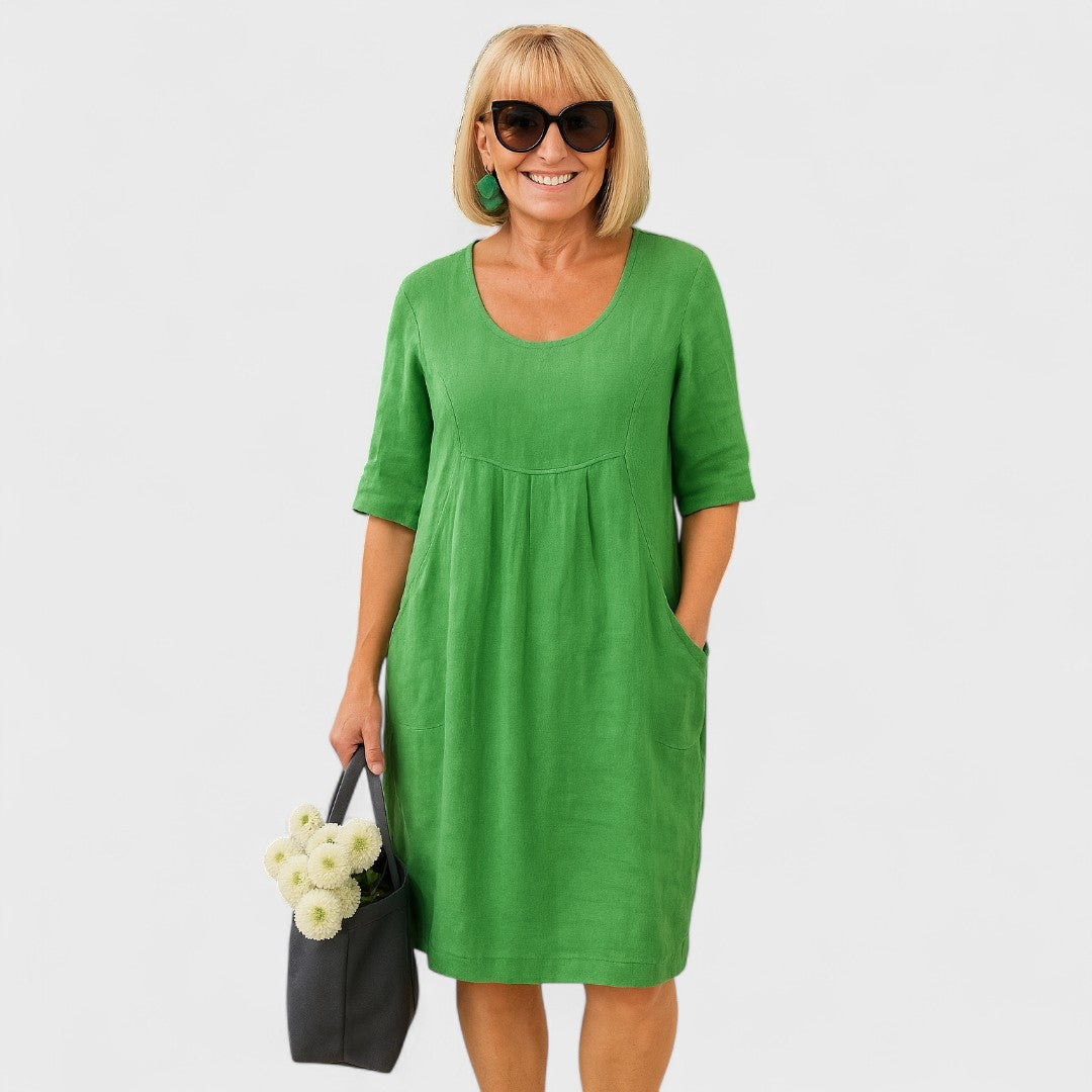 Перика™ - Ленена рокля с джобове