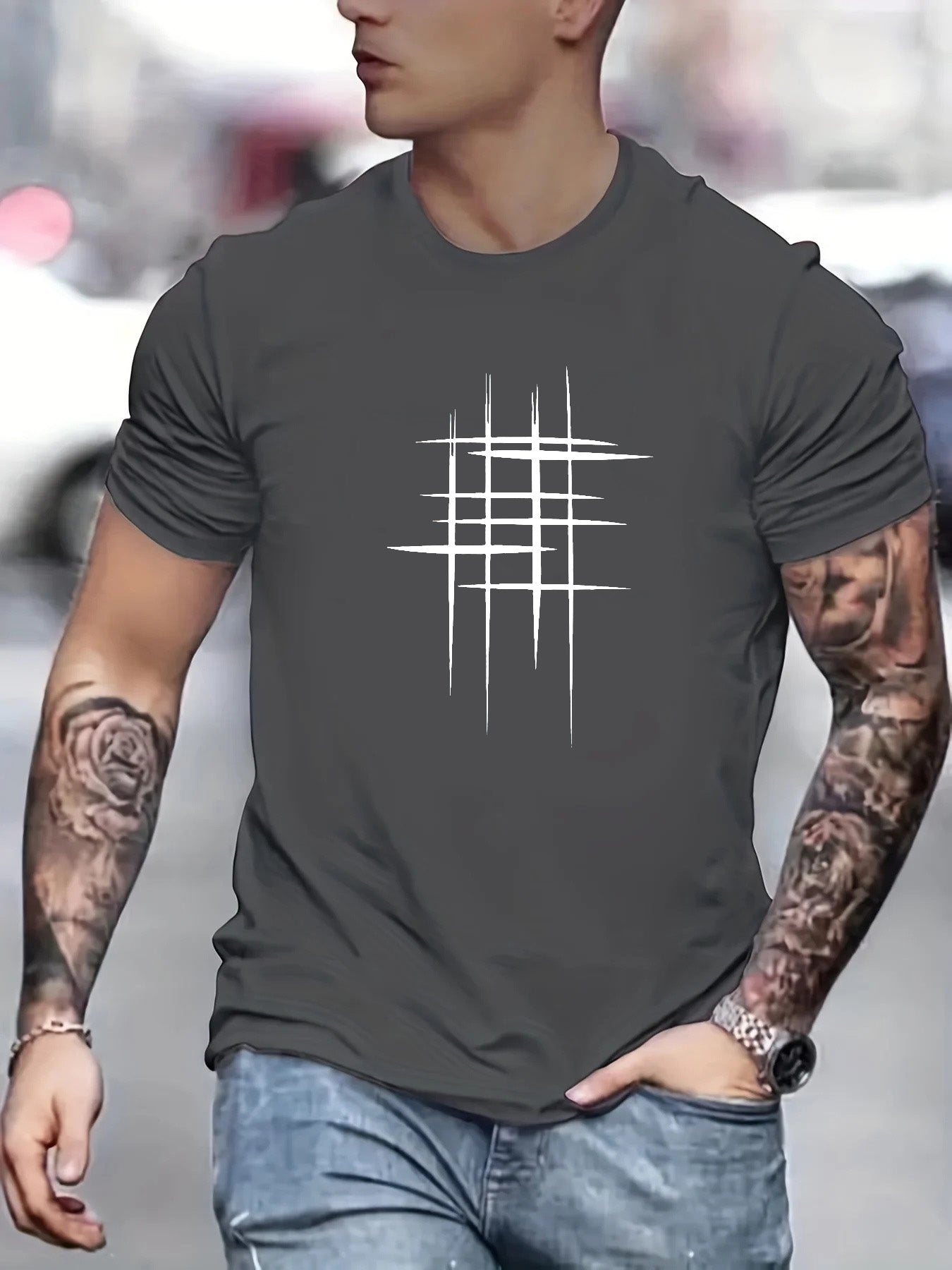Анастас - Стилен т-shirt с кръгло деколте и графичен принт