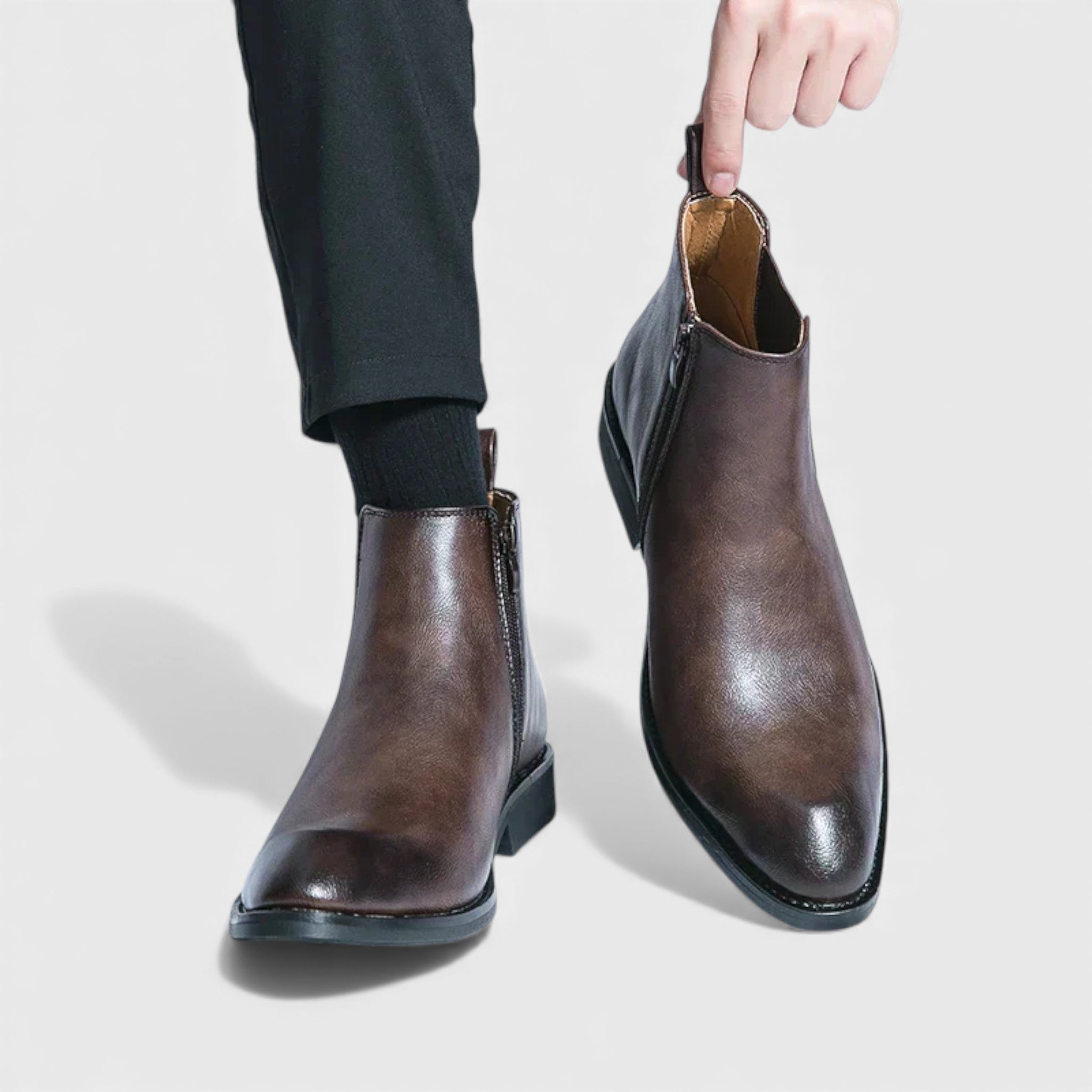 Александър | Кожени ботуши тип Chelsea с цип