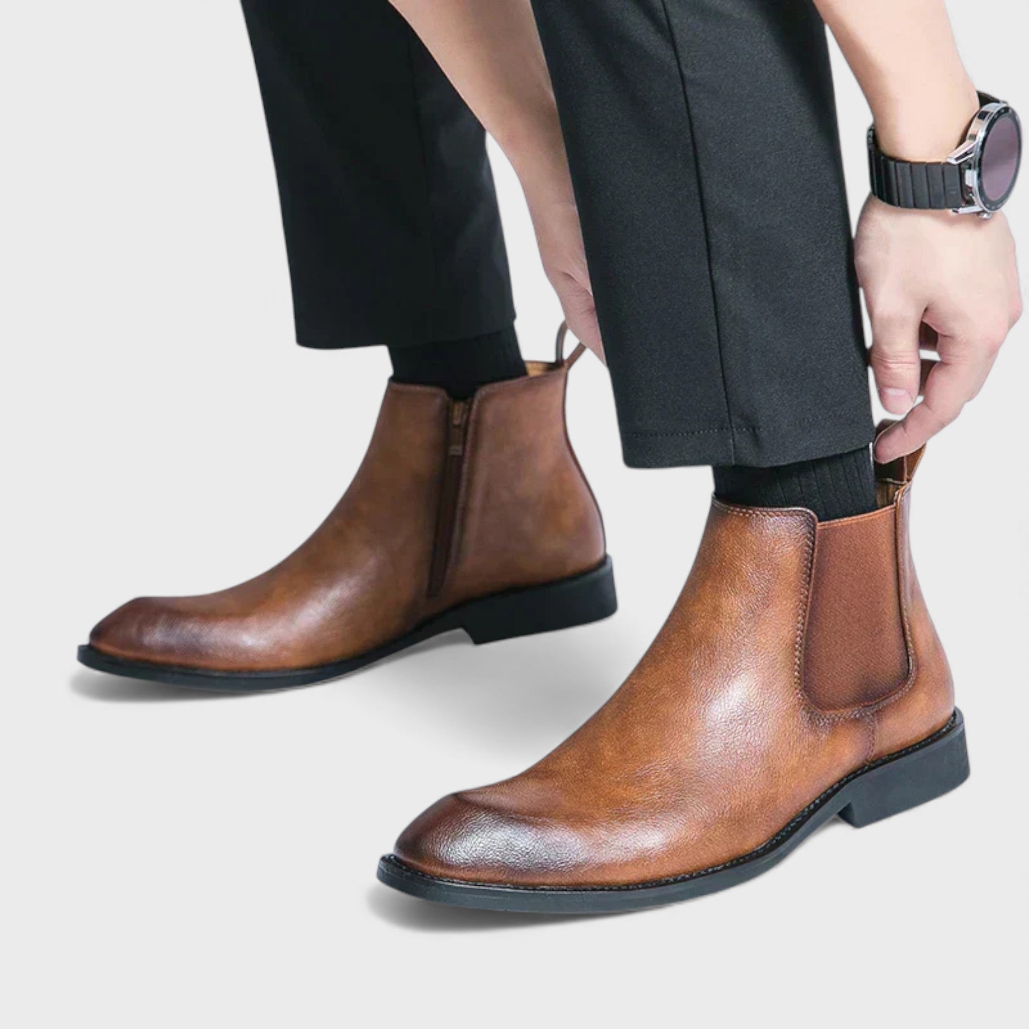 Александър | Кожени ботуши тип Chelsea с цип