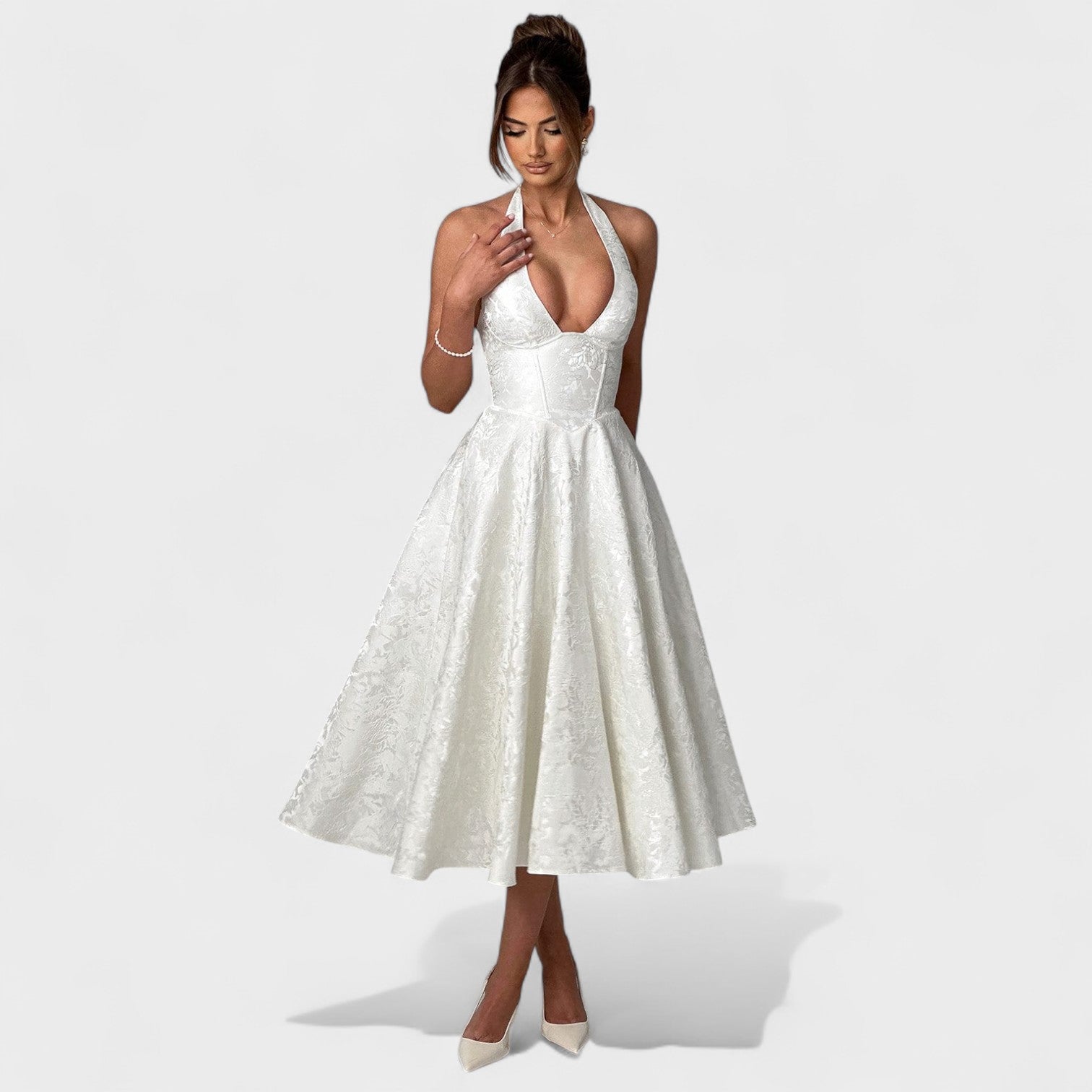 Жулиета – Миди рокля с халтер деколте