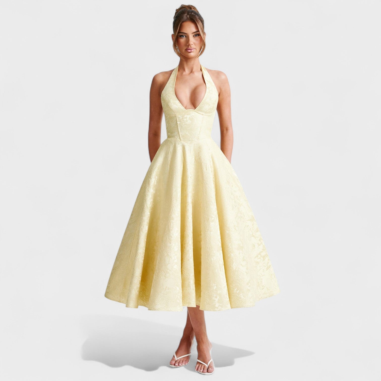 Жулиета – Миди рокля с халтер деколте