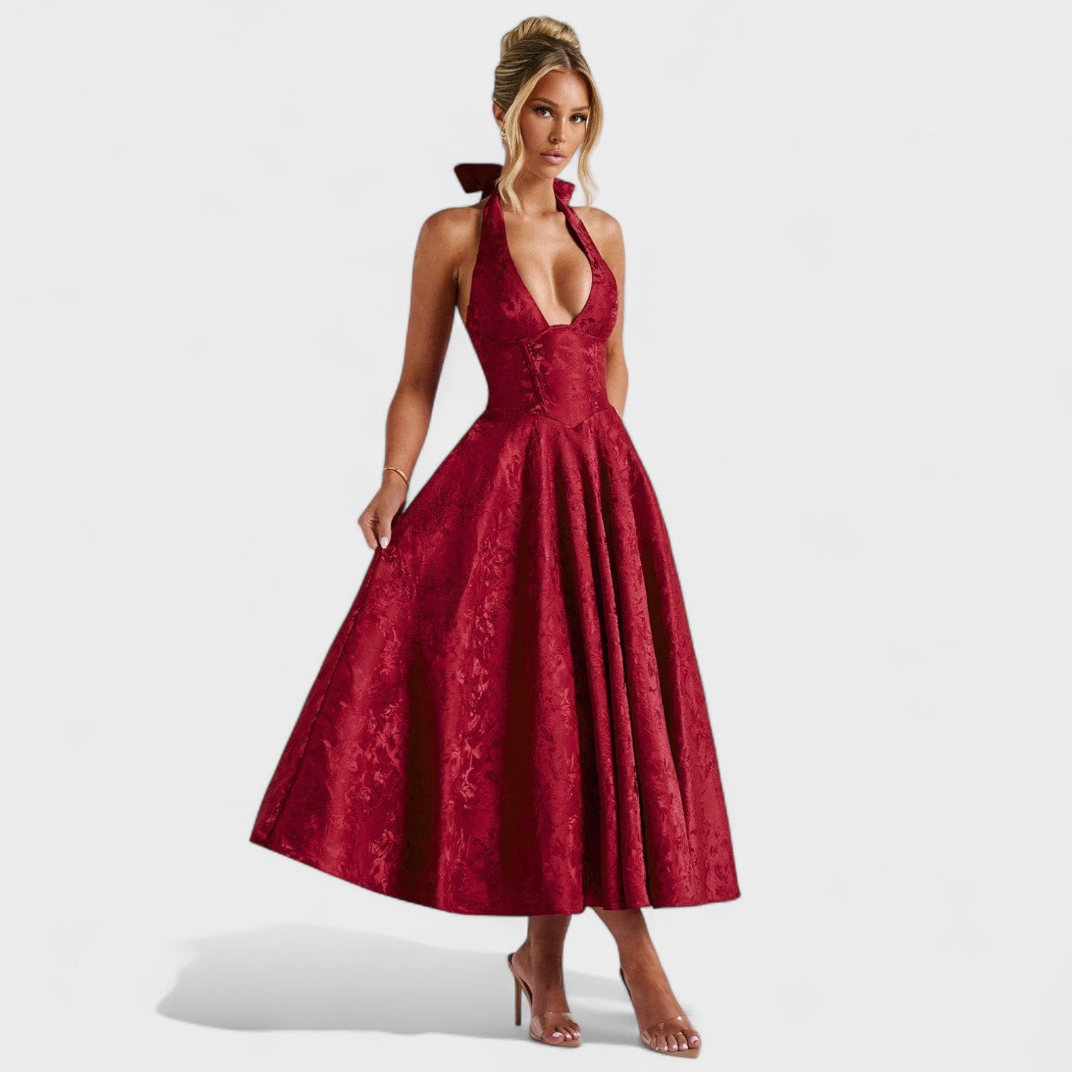 Жулиета – Миди рокля с халтер деколте