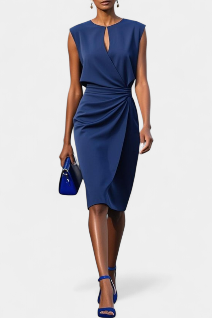 Маша Миди Рокля с Дълги Ръкави и Кръгло Деколте