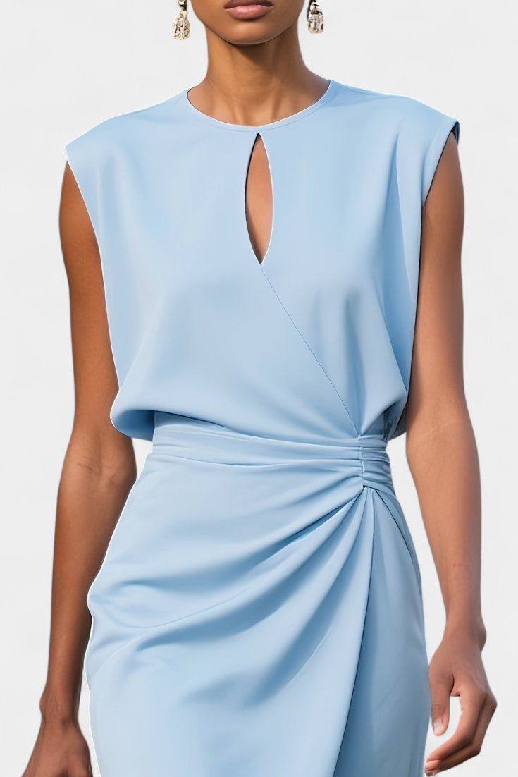 Маша Миди Рокля с Дълги Ръкави и Кръгло Деколте