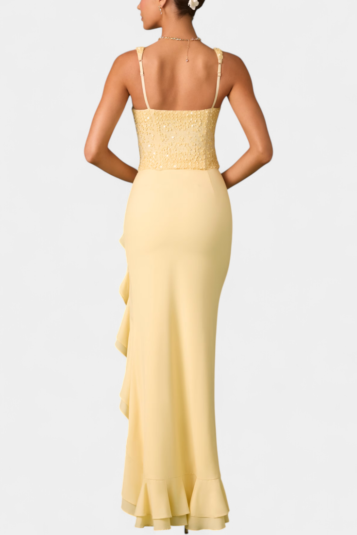 Филипа Миди Рокля с Корсет и Асиметрични Волани