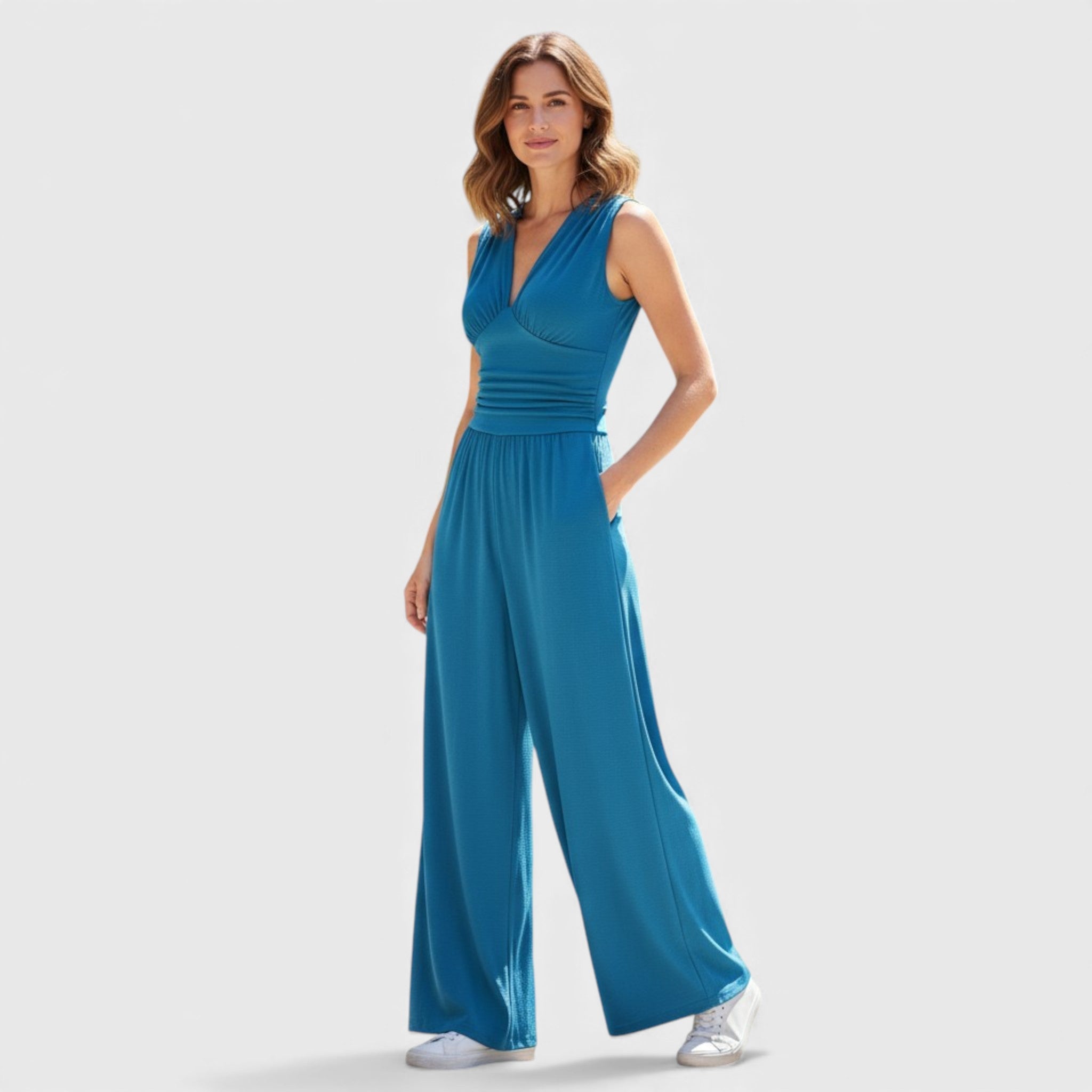 Виктория - Дълъг Гащеризон с Широки Крачоли и Висока Талия