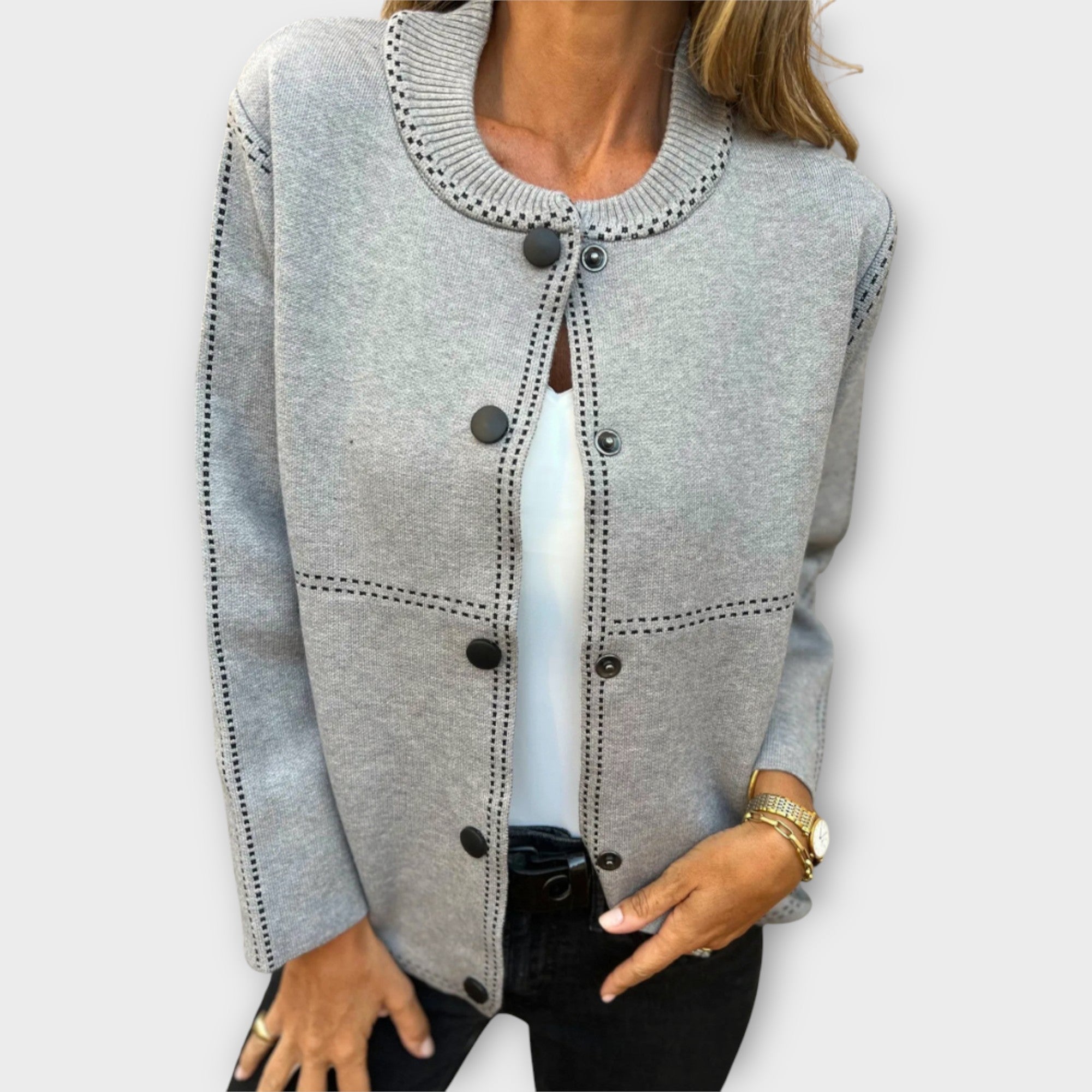 LIBUŠE - Елегантен пуловер в сив цвят