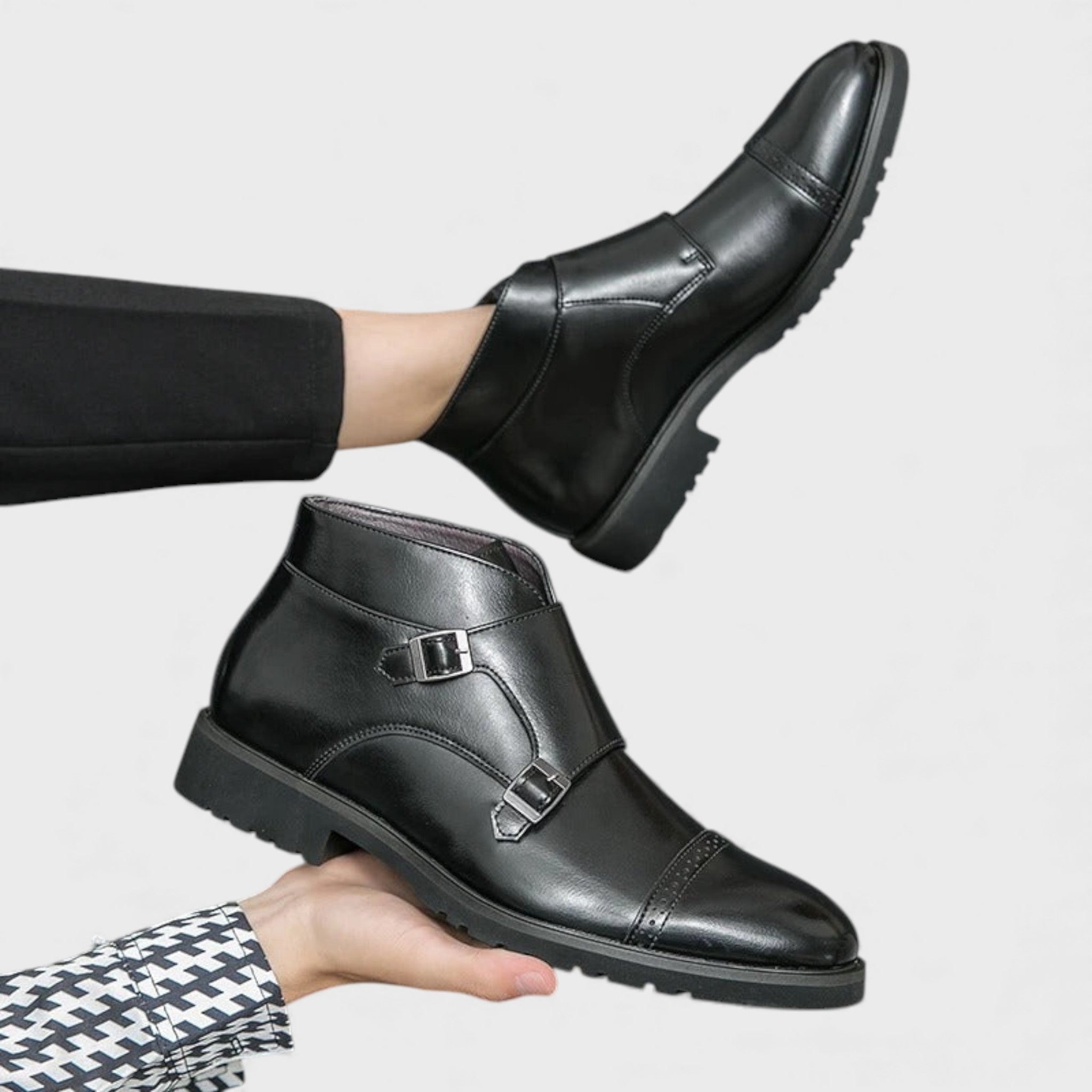 Васил | Двуипланкови кожени боти с монки каишки