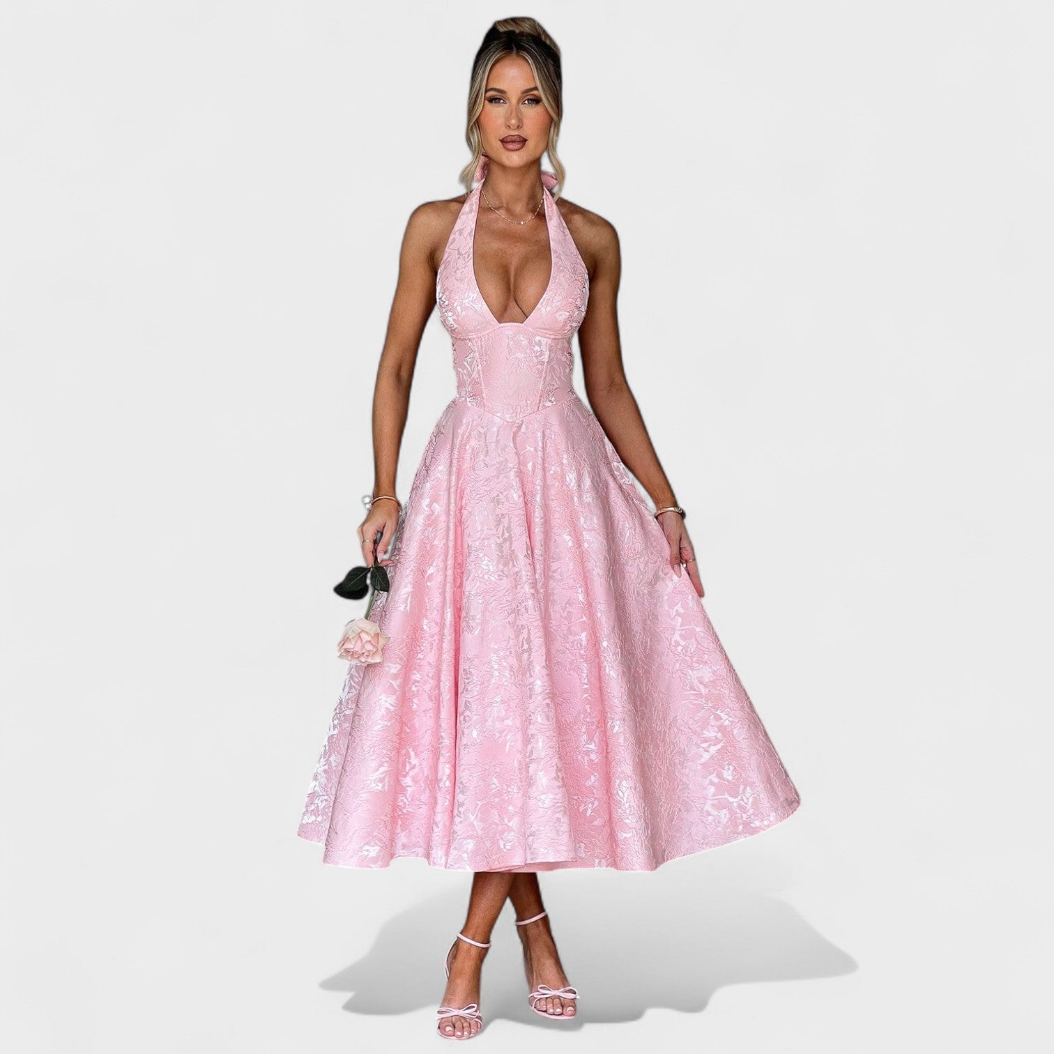 Жулиета – Миди рокля с халтер деколте