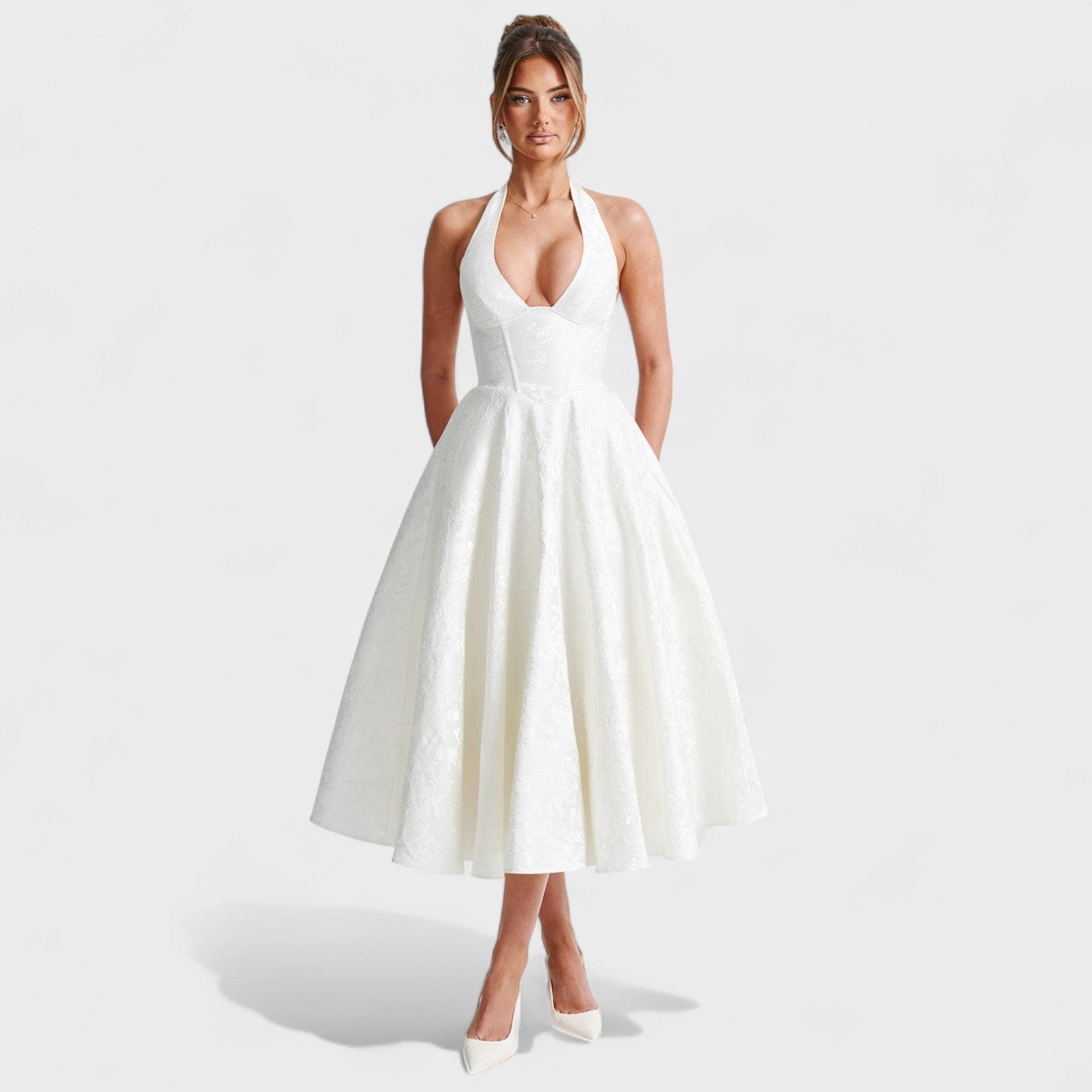 Жулиета – Миди рокля с халтер деколте