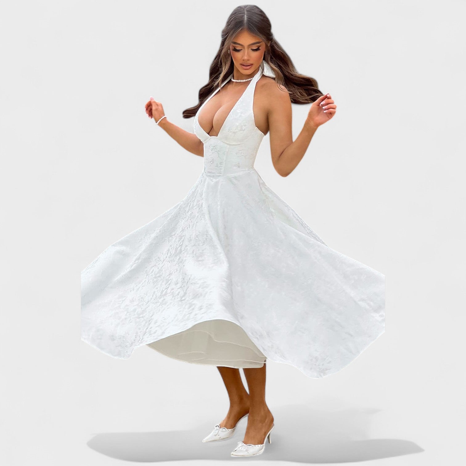 Жулиета – Миди рокля с халтер деколте