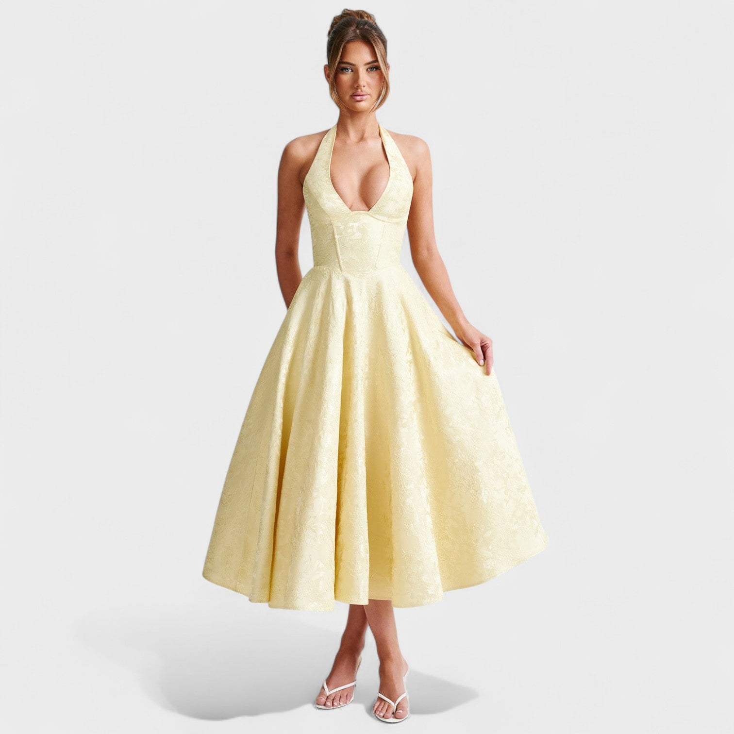 Жулиета – Миди рокля с халтер деколте