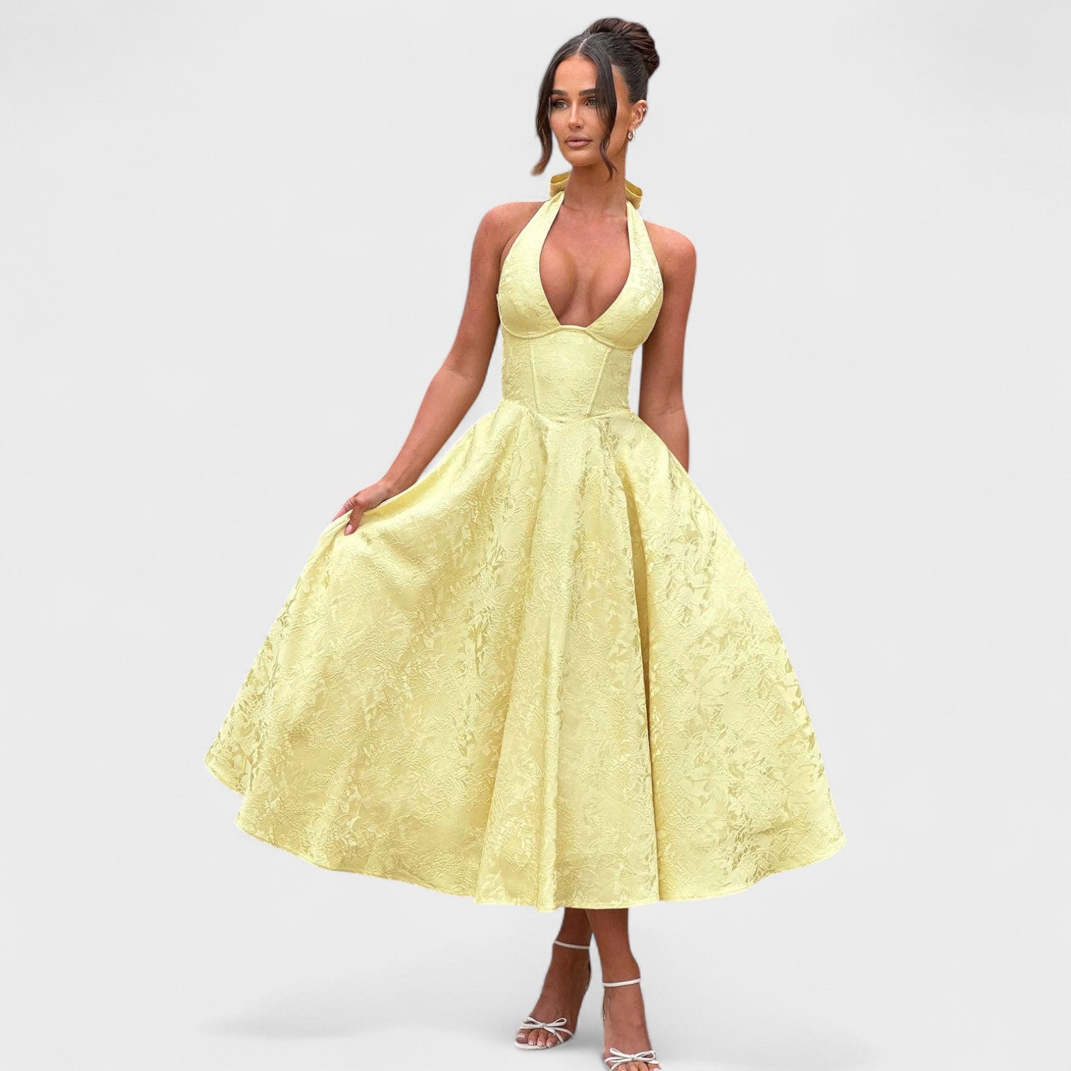 Жулиета – Миди рокля с халтер деколте