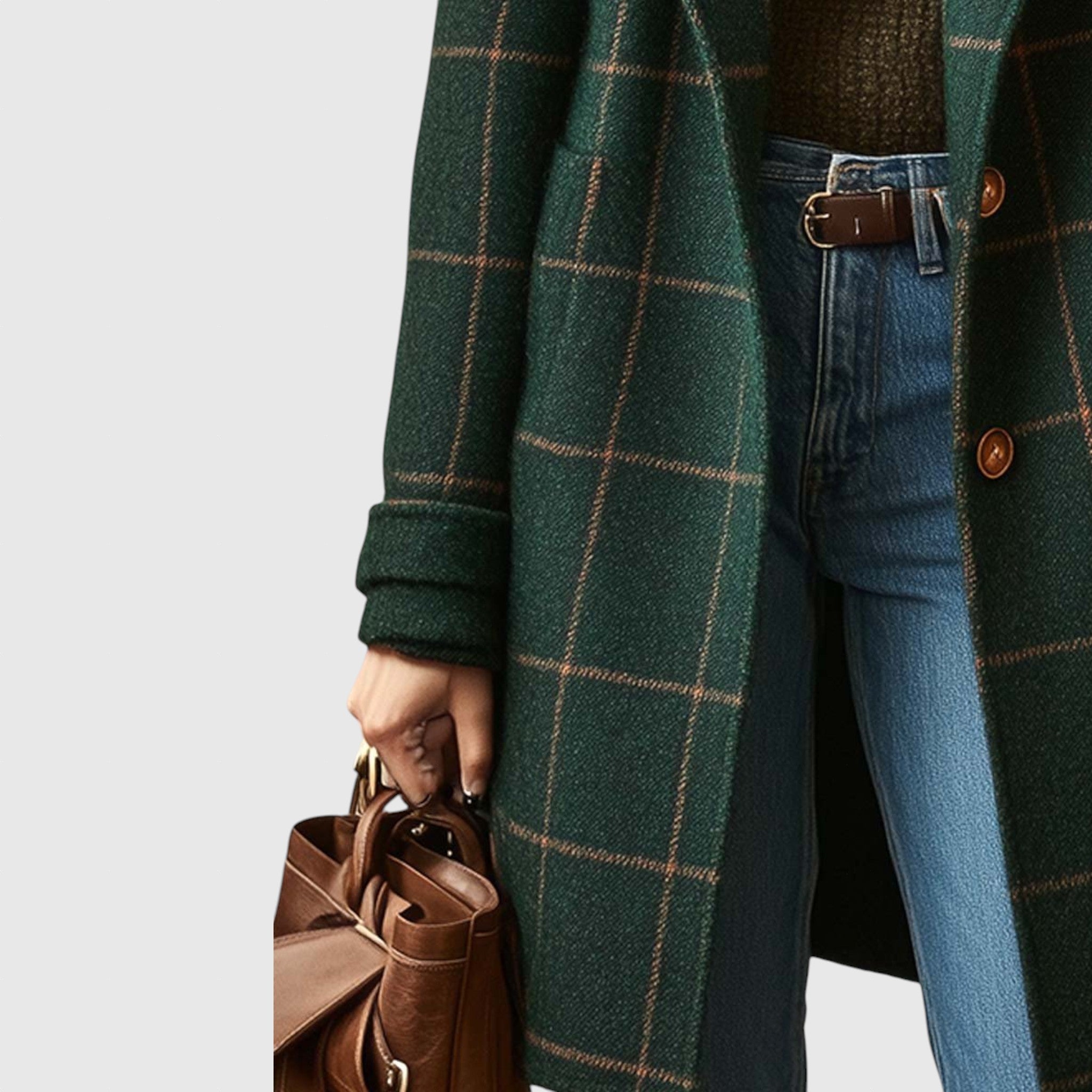 Амелия - Ретро дамско палто с яка и каре